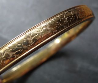 Antique Art Deco Gold Plate Leaf Design Upper Arm Bangle Bracelet - R190