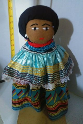 Vintage 23 " Seminole Indian Doll With Legs Patchwork Rick Rack