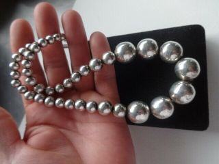 Vintage Mexico Sterling Silver Graduated Ball Bead Necklace//18 " //47.  88 Grams