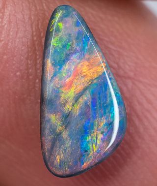 Rare Loose Black Opal Solid Lightning Ridge Gem 1.  23ct Australian Opal Bb171018