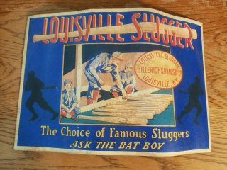 Rare Vintage 1920s Louisville Slugger Baseball Bat Sporting Store Display Sign