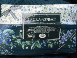 Laura Ashley Bramble Twin Sheet Set Includes Flat & Fitted 1 Pillow Case Vintage