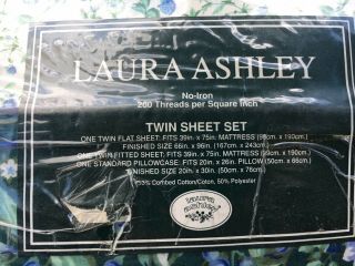 Laura Ashley Bramble Twin Sheet Set Includes Flat & Fitted 1 Pillow case Vintage 2