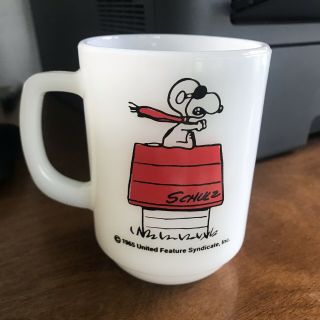Vintage Fire King Snoopy Mug 1965 Ufs Red Curse You Red Baron