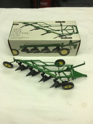 Vintage Ertl Eska John Deere Toy 4 Bottom Plow And Box