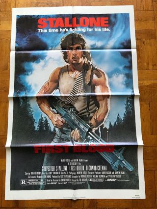 Rambo First Blood 1982 Movie Poster Stallone Vintage 1 Sheet Folded