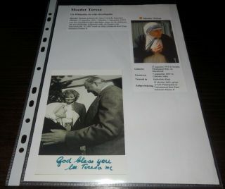 Mother Teresa Signed Autograph On Photo Very Rare
