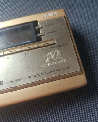 Vintage Rare Aiwa HS - JX2000 Amorphous Gold Cassette Player Walkman Anniversary 6