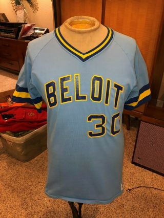 Vintage Medalist Sand - Knit Beloit Milwaukee Brewers Snappers Jersey Mens Large