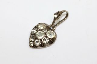 A Pretty Antique Edwardian Sterling Silver 925 Paste Heart Pendant 13409