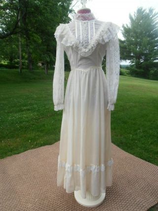 Vintage Gunne Sax Lace Wedding Party Dress Maxi Boho Hippie Size 7