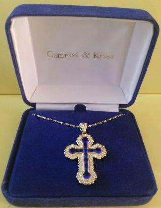 Camrose & Kross Jbk Jackie Kennedy Blue Cross Gold Tone Necklace July11 1961