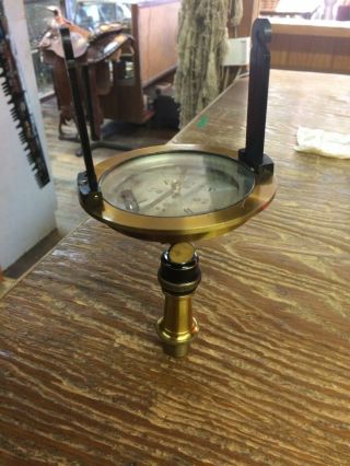 Vintage Brass Surveyor ' s Compass 4 
