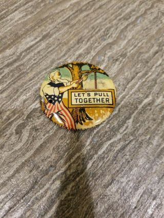 Wwii " Lets Pull Together " Uncle Sam - Anti Adolf Hitler Home Front Ww2 War Pin