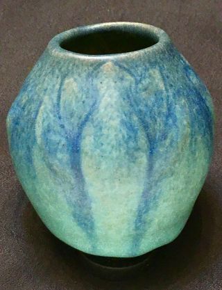 Rare 1917 Van Briggle Art Pottery Vase Lotus Flowers Early Ming Blue Matte Glaze