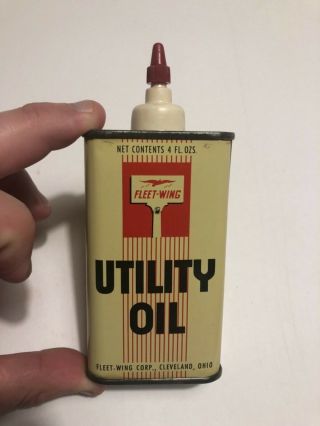 Vintage Oil Can Fleet Wing Utility Oil 4 Oz Rare Can.
