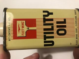 Vintage Oil Can Fleet Wing Utility Oil 4 oz Rare can. 3
