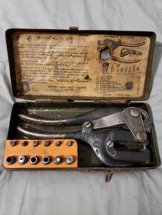 Vintage Whitney Punch No.  5 Jr.  W/ Case Metal Tool Rockford Illinois Usa