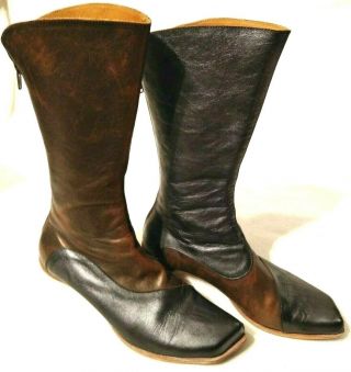 CYDWOQ Vintage Hand Sculpted Brown Leather Women ' s Boots Size US 8.  5 - 9 narrow 2