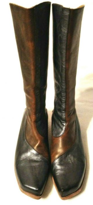 CYDWOQ Vintage Hand Sculpted Brown Leather Women ' s Boots Size US 8.  5 - 9 narrow 3