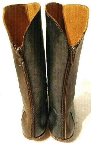 CYDWOQ Vintage Hand Sculpted Brown Leather Women ' s Boots Size US 8.  5 - 9 narrow 4