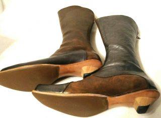 CYDWOQ Vintage Hand Sculpted Brown Leather Women ' s Boots Size US 8.  5 - 9 narrow 5