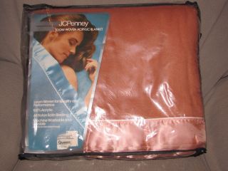 Vintage Nib Nos Jc Penney Blanket Loom Woven Acrylic Queen 90 " X 90 " Estate