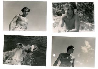 Lex Barker Vintage 4 Each Sexy Bare Chested " Tarzan " Photographs Webb Archive