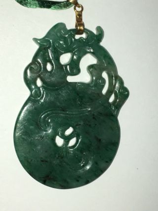Vintage 14k Gold Carved Green Jade Pendant 24 Grams Estate 1 Of 4 Figural God Lg