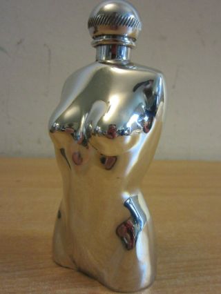 Vintage Alchemy Pewter,  Sheffield England Nude woman figural Flask 2
