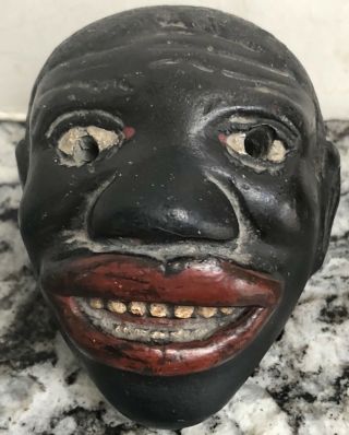 Vintage Black Americana Incense Burner Smiling Black Man’s Head Spectacular
