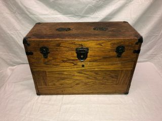 Vintage Star Wooden Toolmaker Machinist Toolbox Chest Wood Tool Box
