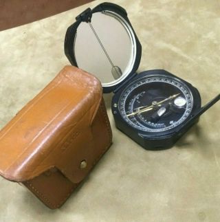Vintage Keuffel,  Esser Co.  Land Surveyor Survey Compass In Orig.  Leather Case