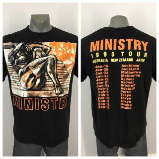 Rare Vtg 90s Ministry 1995 Tour T - Shirt L/xl Nine Inch Nails Manson Godflesh
