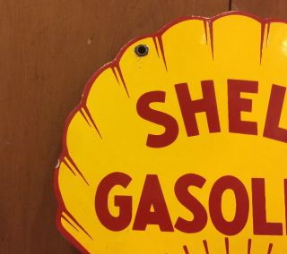 VINTAGE Sea SHELL GASOLINE PORCELAIN SHELL OIL Service Station PUMP PLATE Sign 3