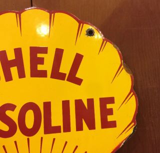 VINTAGE Sea SHELL GASOLINE PORCELAIN SHELL OIL Service Station PUMP PLATE Sign 4