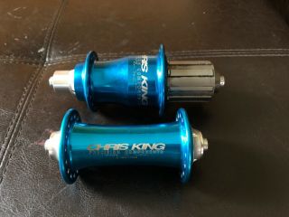 Chris King 32 Spoke Rim Brake Hubs,  Rare Turquoise Blue,  100/135mm Qr,  9/10 Speed
