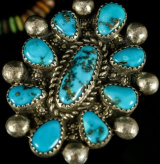 Old Pawn Vintage Zuni Navajo Morenci Turquoise Big Cluster Ring Sz 10