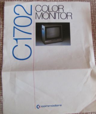 VTG.  1984 Commodore Model 1702 Color Video Monitor Perfectly 7