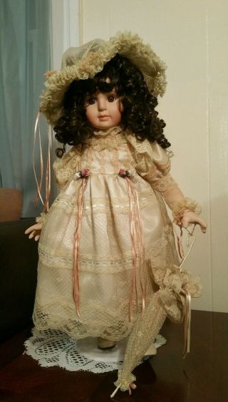 21 " Porcelain Girl Doll Dress In Fine Gorgeous Victorian Dress