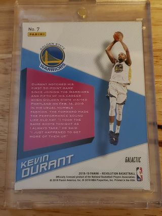 2018 - 19 Panini Revolution Shock Wave Kevin Durant Warriors GALACTIC RARE SSP 3