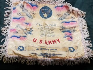 Wwii Us Army Air Force Sweetheart Pillow From St.  Petersburg,  Florida