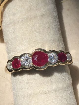 Ruby Ring Diamond Size 5 Solid 14k Gold Band Size 5 Vintage Signed Ar Ry