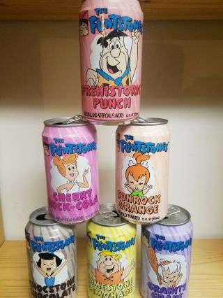 6 Vintage 1994 The Flintstones Empty Soda Cans