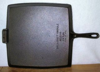 Vintage Bsr Cast Iron Breakfast Griddle No.  11 Bg Square Skillet Seasoned