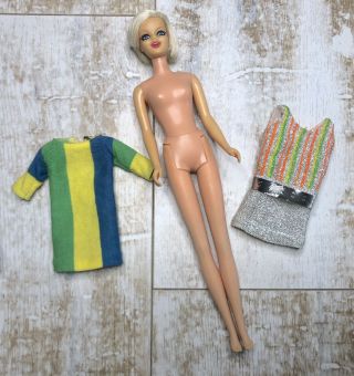 Vintage Mod 1967 Mattel Barbie Twiggy Tnt Doll W/ Turnouts Dress