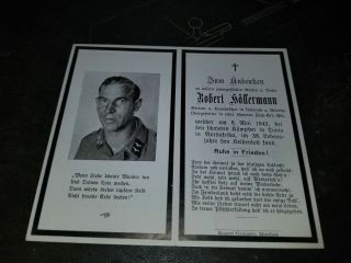 Wwii German Luftwaffe Death Card For Robert Hollermann