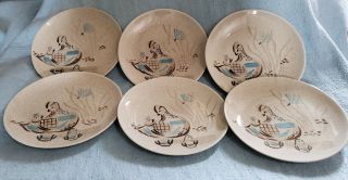 Vintage Red Wing Bob White Quail 11 Inch Dinner Plates (6) - Nn