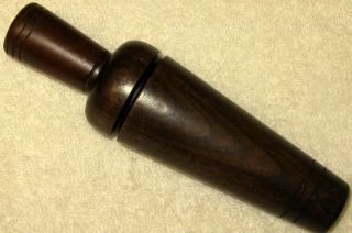 Vintage 6 3/4 " Dark Wood Duck Waterfowl Game Call With Brass Reed Unknown Maker