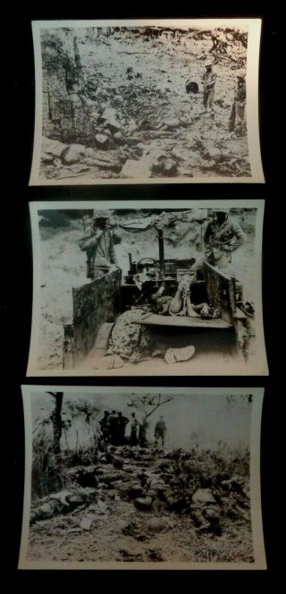 Wwii (3) Real Time B/w Photos Of Japanese Soldier Causalities Okinawa 1945